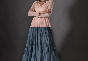 The Baby Pink-Blue Voil/Mulmul Dress